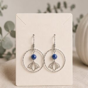 Boucles d'oreilles Lotus et Lapis lazuli