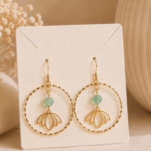 Boucles d'oreilles Lotus et aventurine