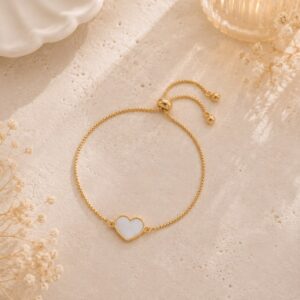 Bracelet coulisse cœur en nacre